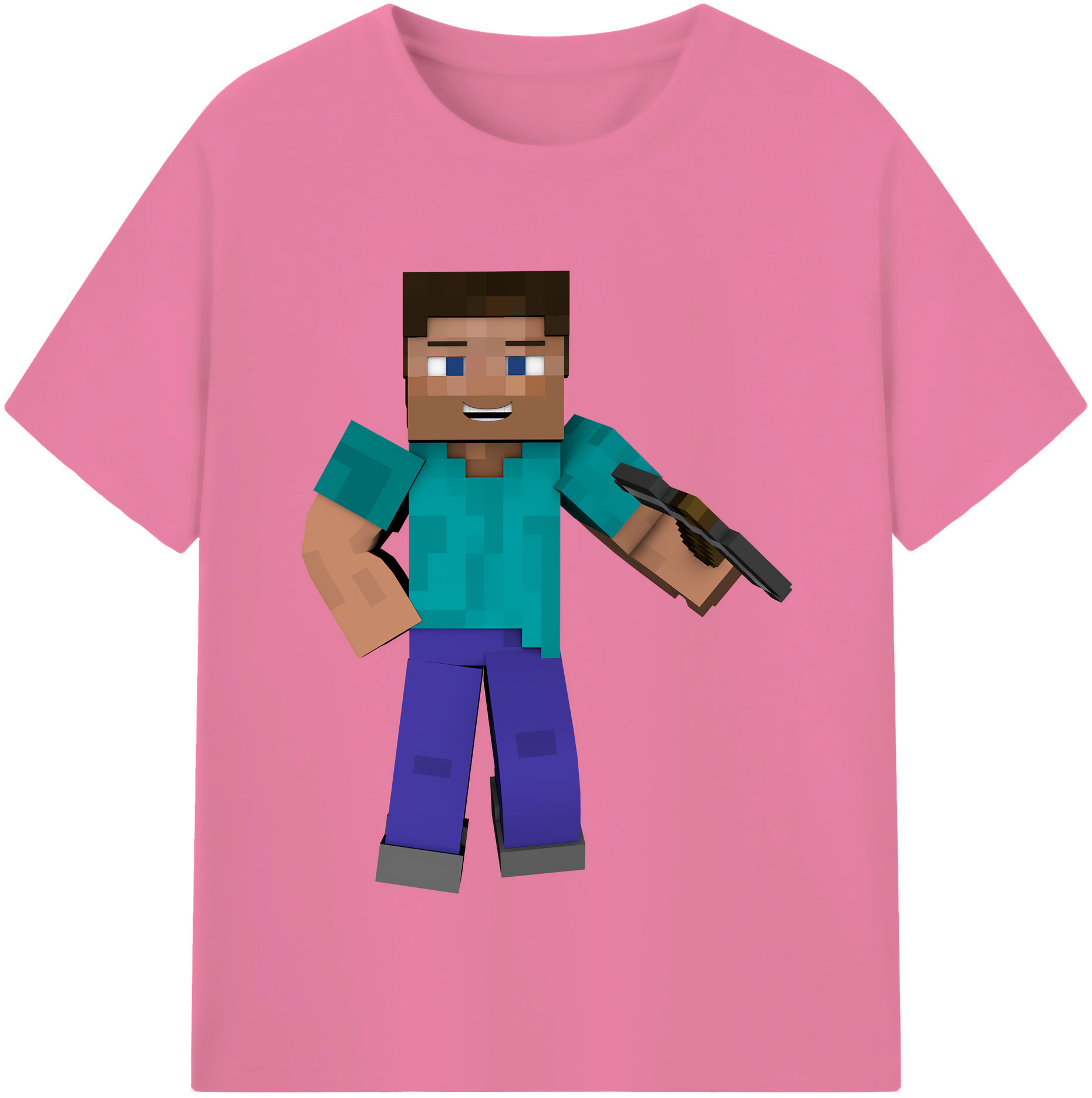 （画像用） マインクラフト ブロックの世界 Minecraft MC Block world 綿100％半袖Tシャツ（フロントプリント）